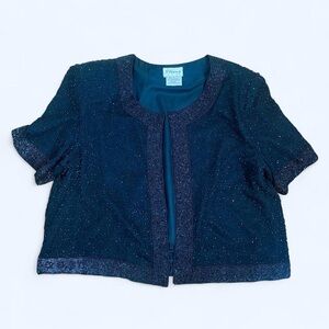 GLAMOROUS VINTAGE BLACK BEADED PARTY JACKET